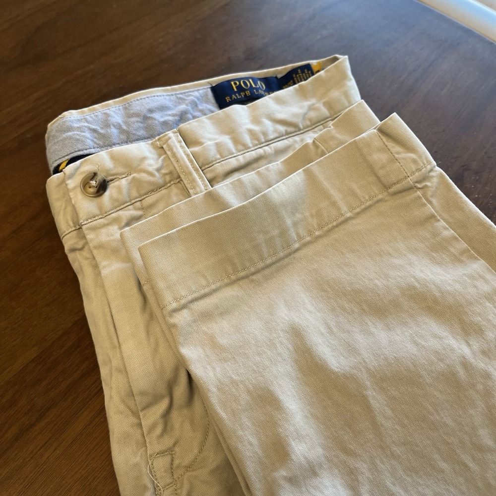 Polo Ralph Lauren Pants Mens 32x32 Tan Khaki Stretch Slim Fit Chino Twill Casual
